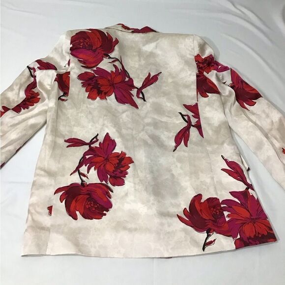 Zara Floral Print Satin Effect Open Blazer New Size Medium - Picture 9 of 16